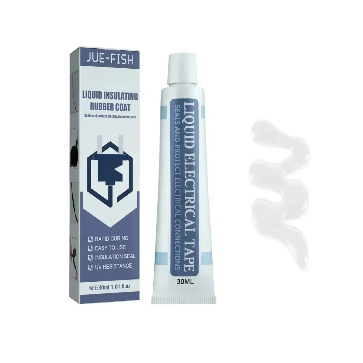 Ruban isolant liquide 30/50ml, réparation de fil électrique en caoutchouc, couche de câble, colle de ligne de fixation, pâte isolante liquide à large plage: WHITE