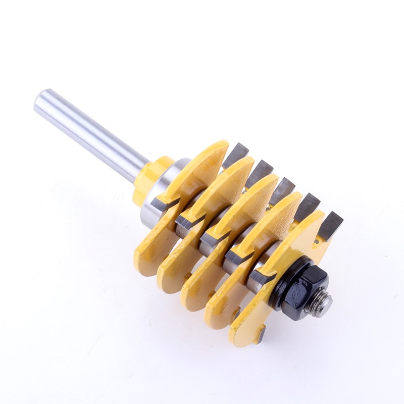 CHWJW 8mm Shank 1pc Box Joint Router Bit - Adjustable 5 Blade - 3 Flute For Wood Cutter Tenon Cutter for Woodworking Tools