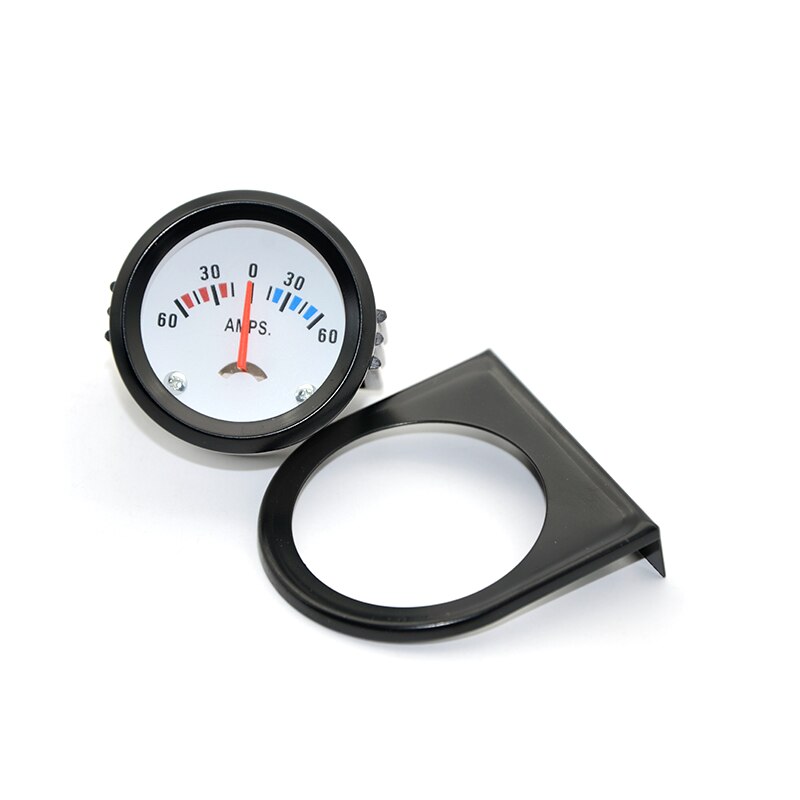 2" 52mm Ammeter Gauge 60-0-60A White Face Black Rim Car Analog Gauge