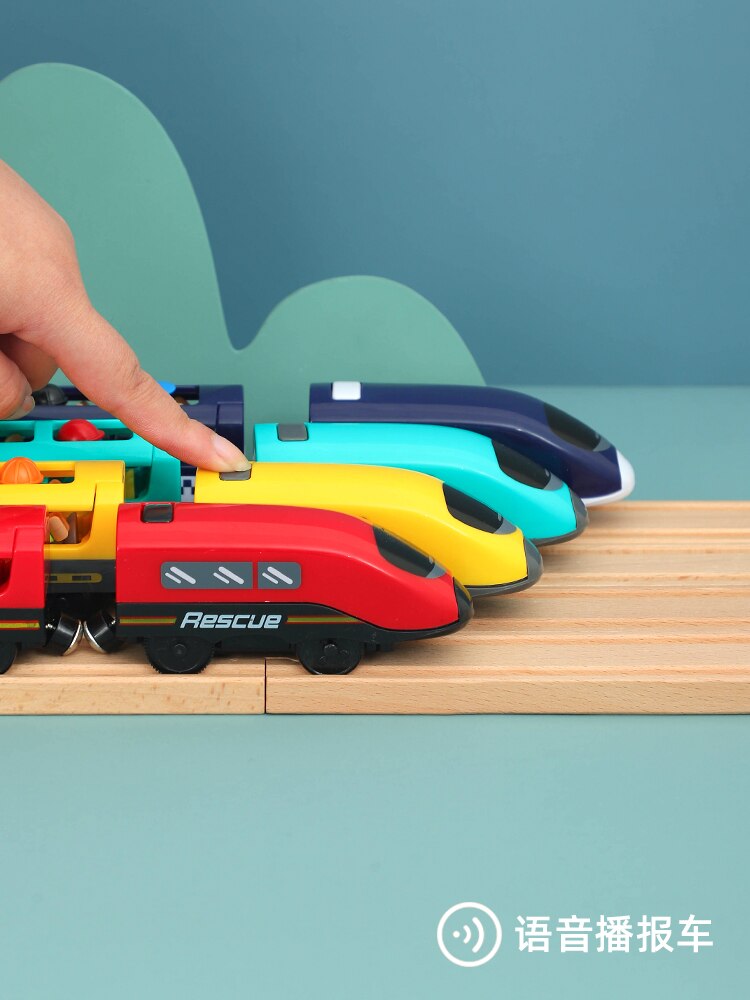 Railway Locomotive Magnetically Connected Electric Small Train Magnetic Rail Toy Compatible With Wooden Track For Kids