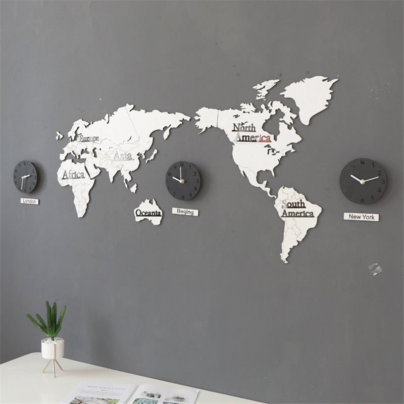 Relojes de pared con Mapa Mundial grande, Relojes de pared con moderno, reloj acrílico Ultra silencioso, con brillo Digital en la oscuridad,