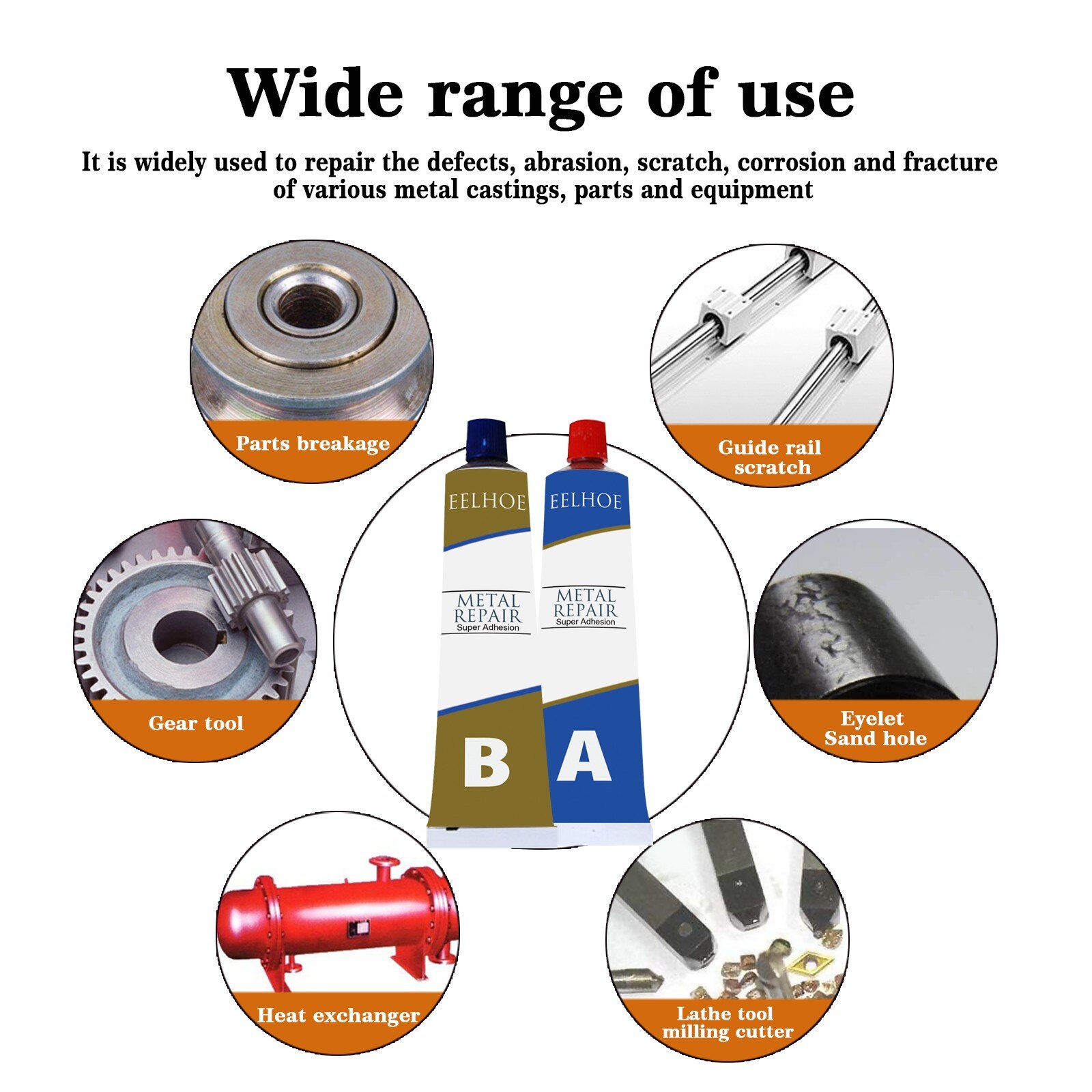 type metal repair glue 80g for industrial-heat resistance cold welding metal repair glue for cracks, fuel tank water pipes