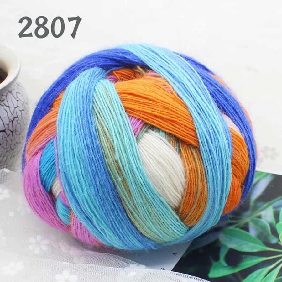 Long Dyed Magic Yarn Ball 800 meters Wool Rainbow Thread for Hand Knitting Shawl Scarf Gradient Crochet Yarn: 2807