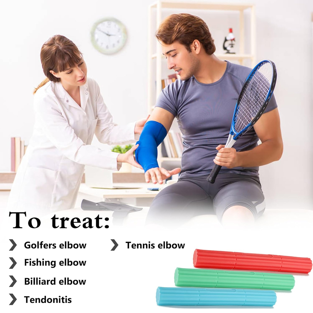 Flex Therapy Bar Strengthener, Tennis Elbow Physical Therapy Bar, Resistance Bar for Tendonitis, Wrist, Forearms Pain Relief