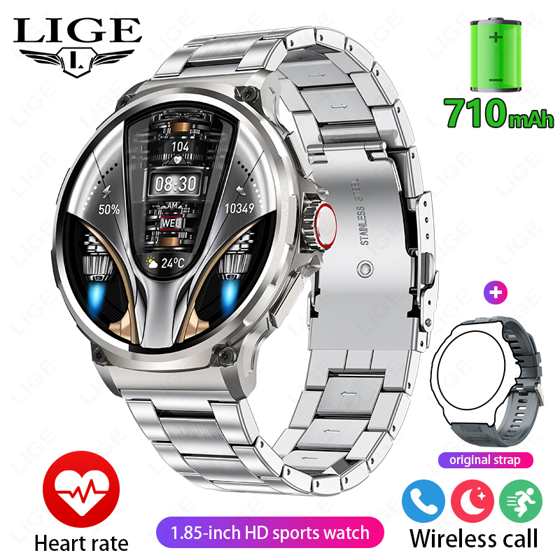 per Huawei Xiaomi GPS Astuto Della Vigilanza Degli Uomini da 1.85 pollici ultra HD Smartwatch HD Chiamata Bluetooth 710 Mah Grande Batteria sport Orologio fitness: Blu