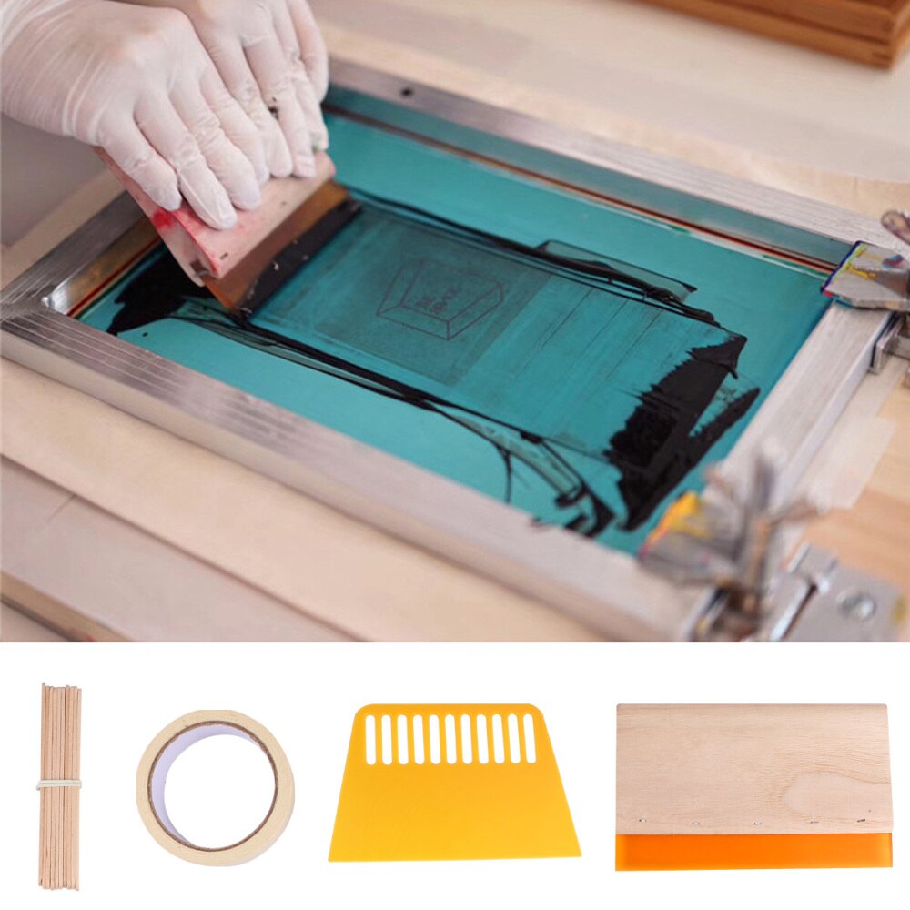 20pcs Screen Printing Kit Silk Screen Printing Frame Squeegees Inkjet Transparency Film and Mask Tape