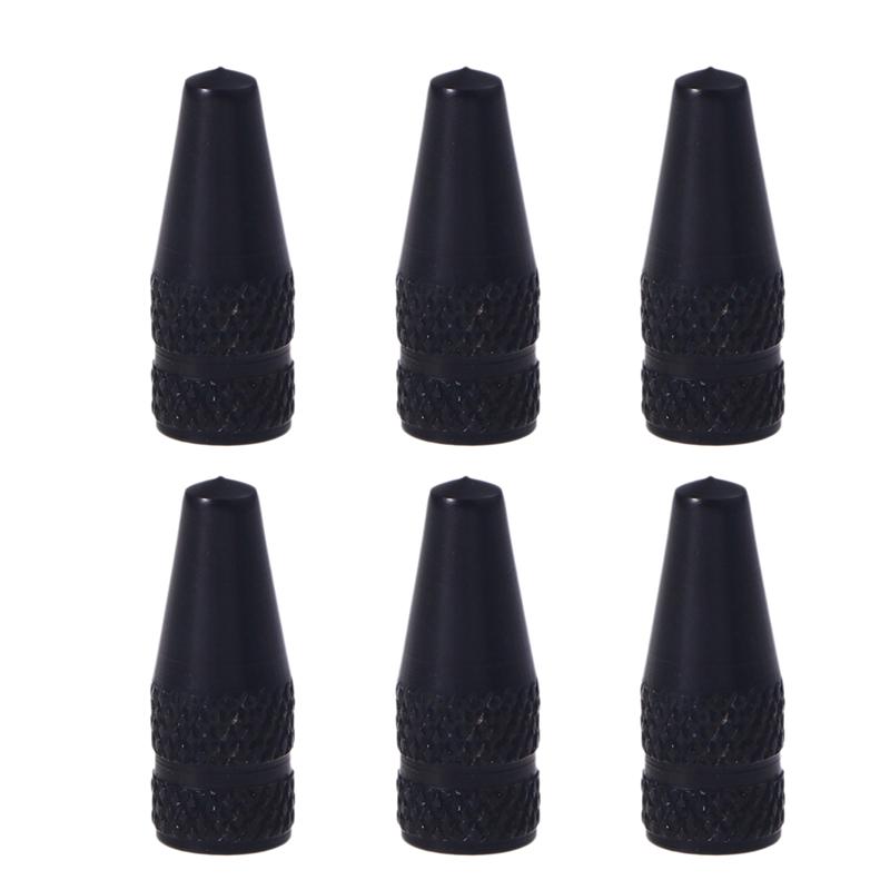 6 Pcs Fiets Aluminium Franse Ventieldopjes Voor Mtb Racefiets Mountainbike Band Air Valve Caps Dust Covers: Black 6pcs