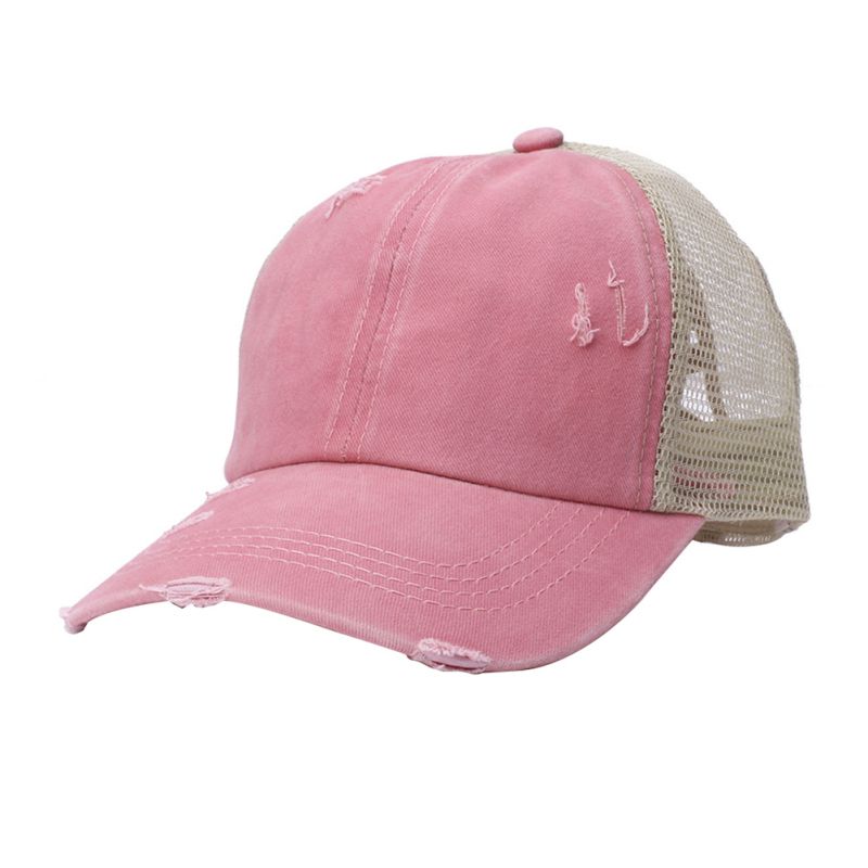 Adjustable Women High Bun Ponytail Tennis Golf Hat Washed Horsetail Trough Baseball Cap Outdoor Sport Sunhat Female Hole Hat: MR