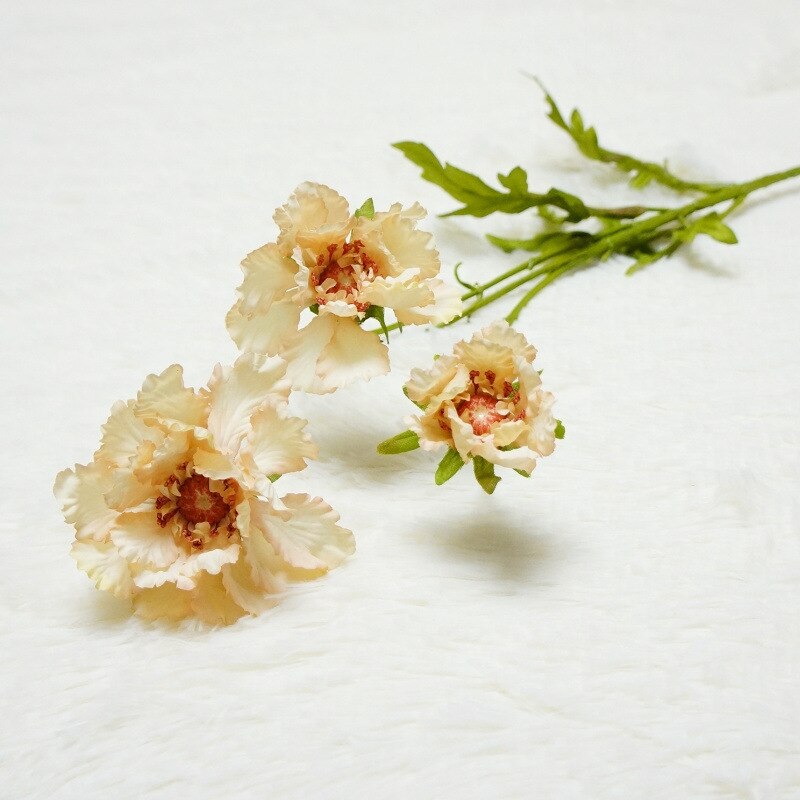 Europeiske kunstige blomster scabiosa comosa hjem dekorasjon diy silke blomster morsdag: beige