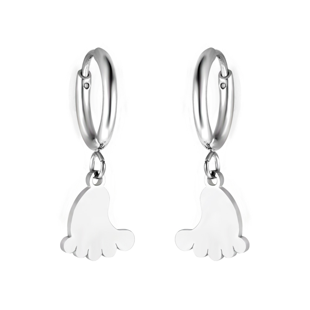 Pendientes de aro colgantes con dije geométrico Simple de lujo para mujer y hombre, Huggies de acero inoxidable con corazón, estrella, Luna, Cruz: Plata antigua plateada
