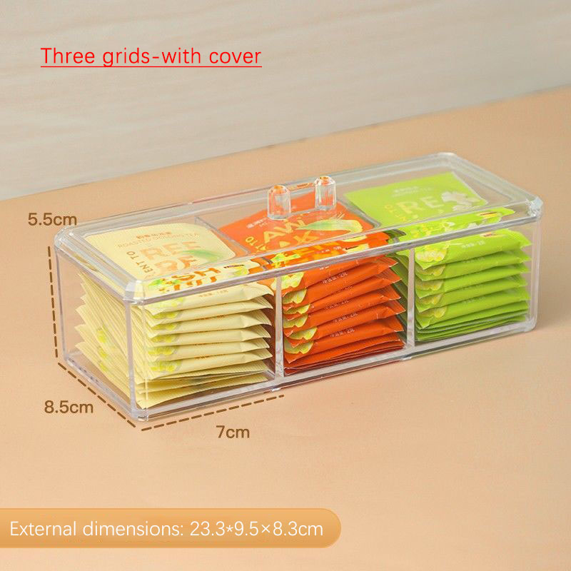 Caja de almacenamiento de bolsas de té, cajonera de clasificación de cápsulas de café, tarro de almacenamiento sellado de acrílico con tapa, contenedor de azúcar para té y café: 6
