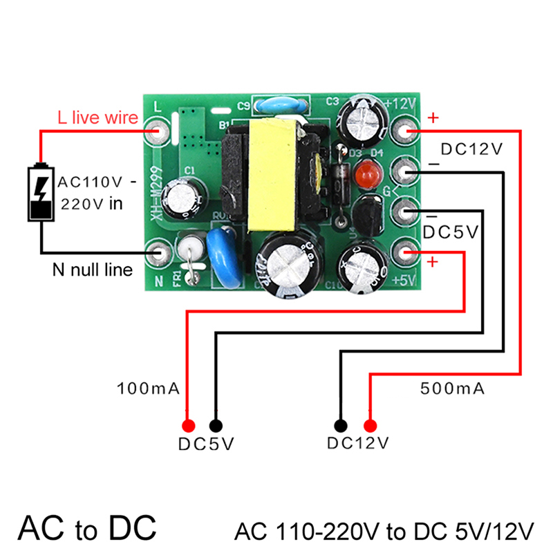 1 st Mini AC-DC Converter AC 110 V 220 V Naar DC 12 V 0.2A + 5 V Module Board