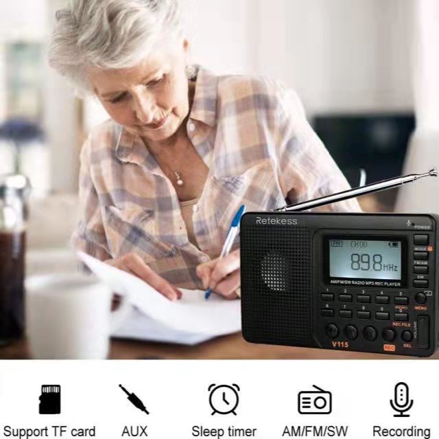 World Band Broadcast Portable Recording Radio FM / AM / SW High Sensitivity Radio Portable Sleep Timer Mini Radio