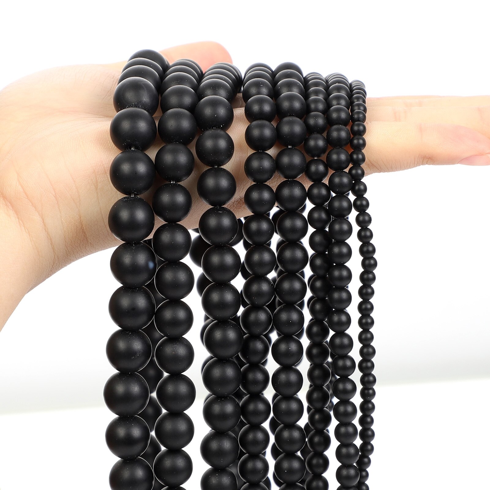Matte Frosted Black Agates Natural Onyx Beads Round Loose Spacer Bead For Jewelry Making Bracelets DIY Charm Accessories 4-12MM