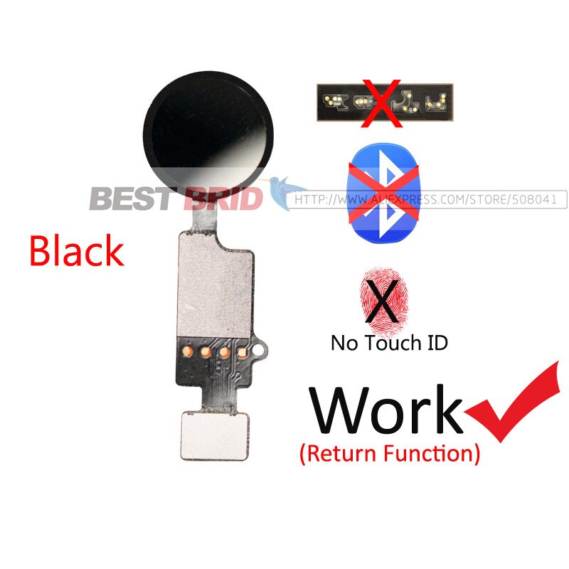1pcs Home Button with Flex Cable for iPhone 7G 7 Plus 8 8 plus Home button return functions No Touch ID Flex Assembly: working Black