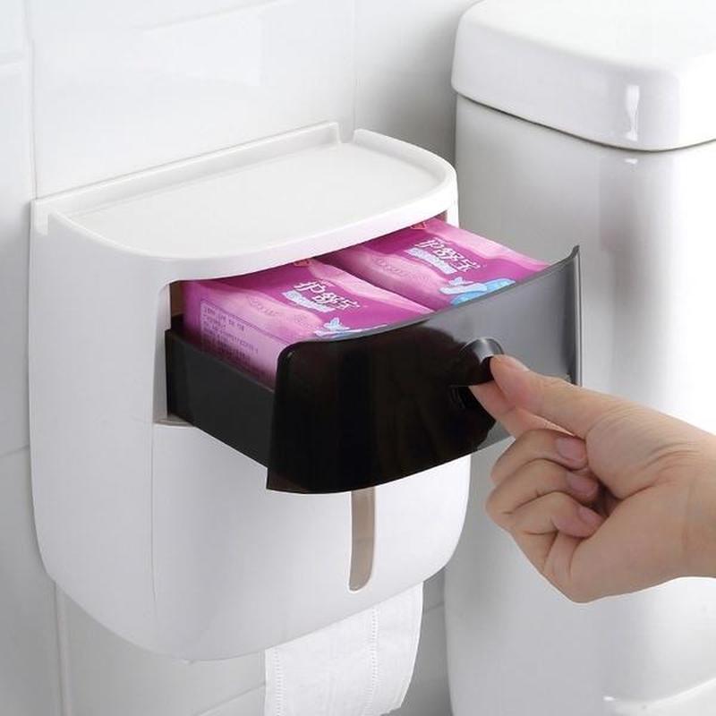 Carrywon Wall-mounted Press-open Waterproof Double-deck Paper Towel Boxes Toilet Belts Drawers and Shelves Double-layer Tissue