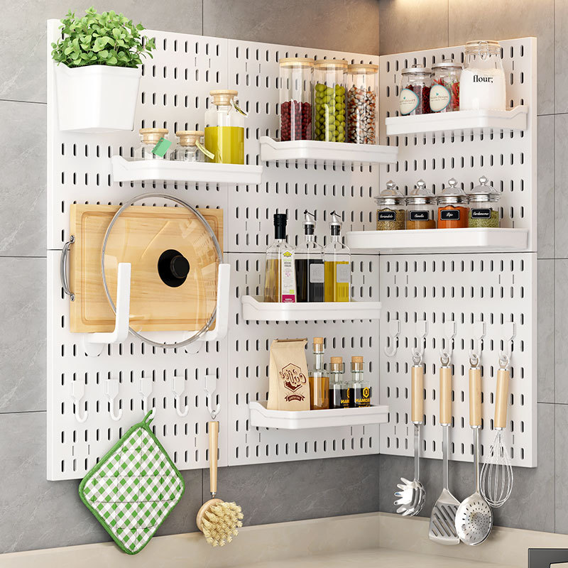 Ingen hulling pegboard veggorganisator panelhyller for gamerrom, bad, kjøkken oppbevaringsstativ organizer pegboard tilbehør