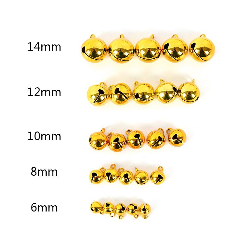 6/8/10/12/14Mm 50 Stuks Jingle Bells Iron Hangers Losse Kralen Voor Festival party Kerstboom Decoratie/Diy Ambachten Accessoires