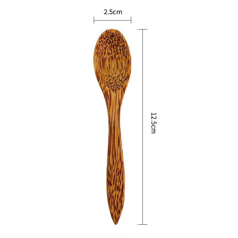 Organic Coconut Palm Wood Cutlery Natural Bamboo Wooden Coconut Fork Spoon Chopsticks for Coconut shell bowl Coconut Cutlery: mini spoon