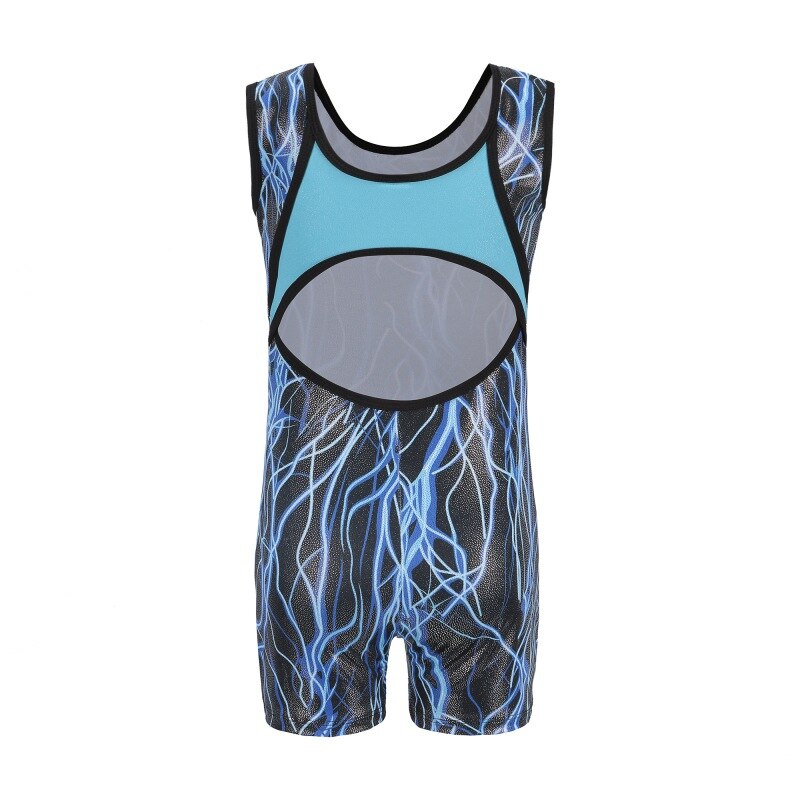 Girls Gymnastics Clothing Dance Sleeveless Printed Pattern Body Suit Ballet Gymnastics Practice Dance Clothes