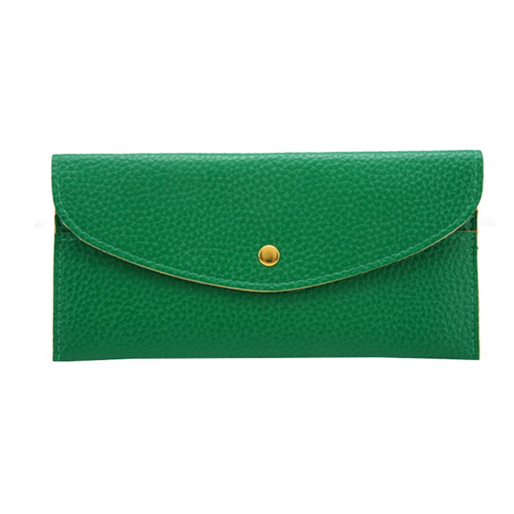 Women Pure Color Leather Short Wallets Coin Purse Card Holders Handbag 7.7