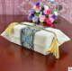 Boîte à mouchoirs brodée Style européen, housse de serviette pompée, sac de rangement classique en papier, décoration pour salle de mariage, voiture et hôtel: Beige