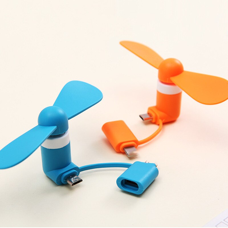 Mini portátil 2 em 1 ventilador do telefone móvel micro adaptador usb tipo de smartphone para iphone android micro handheld ventilador de refrigeração celular