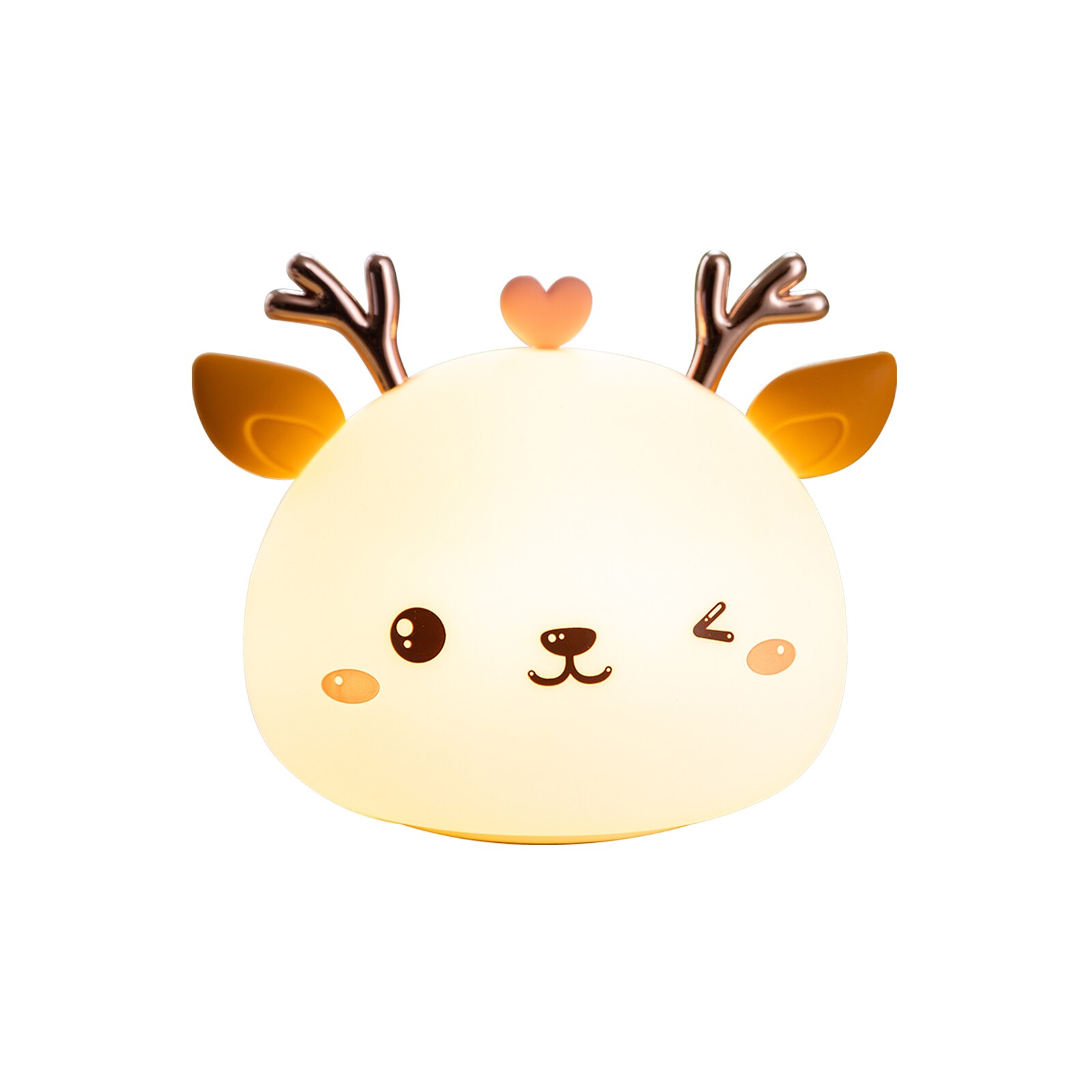 Rechargeable 1800mah Deer Night Lamp 7 Light Colors Soft Silicone Touch Light Adorable Deer Shape Night Light: Default Title