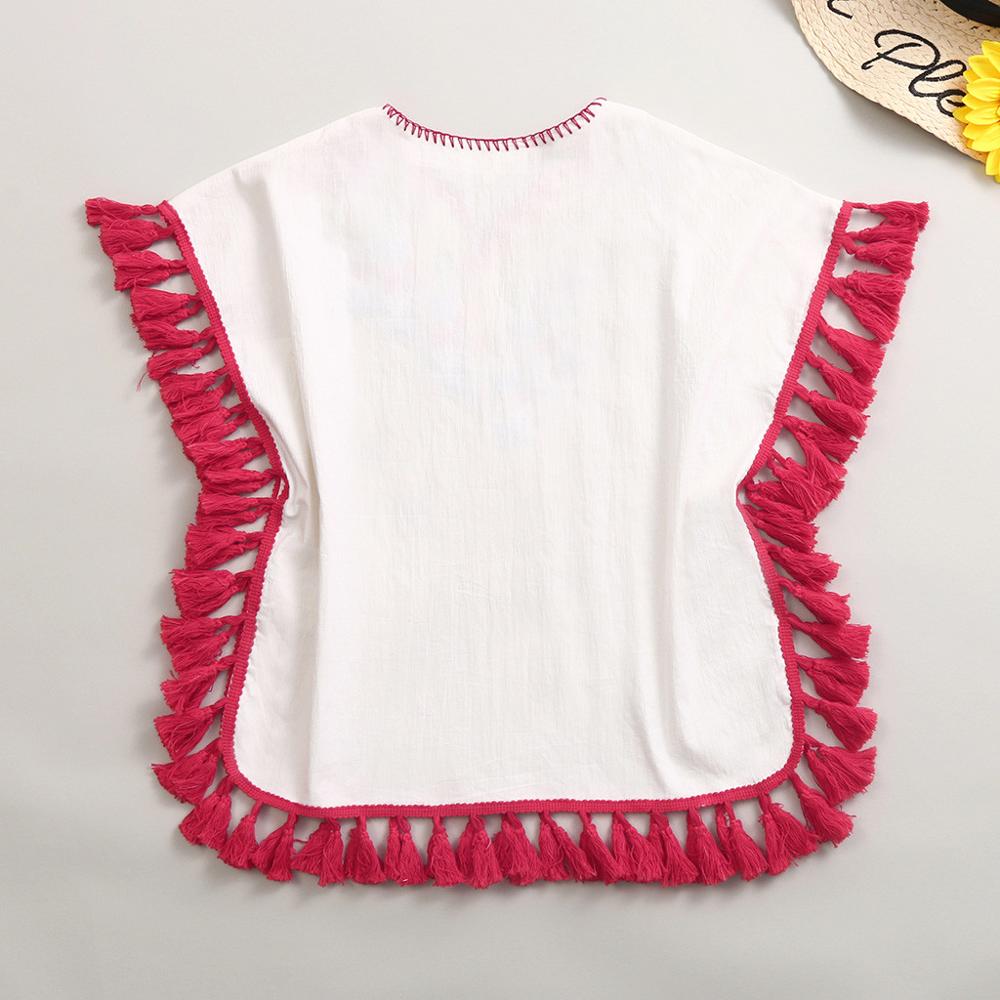 Børn baby piger småbørn blomst kvast linned kimono strand cover up kaftan nyhed åndbart behageligt tøj  z9%