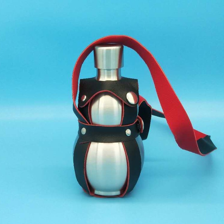 Bouteille de vin antique en acier inoxydable, petite gourde, gourde, bouteille de sport portable et créative avec ceinture, 0.25-1.5KG