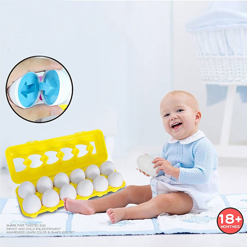 12 æg/sæt undervisning læringslegetøj blandet form klogt lade som om puslespil smarte æg baby kid æg læringspuslespil til børn
