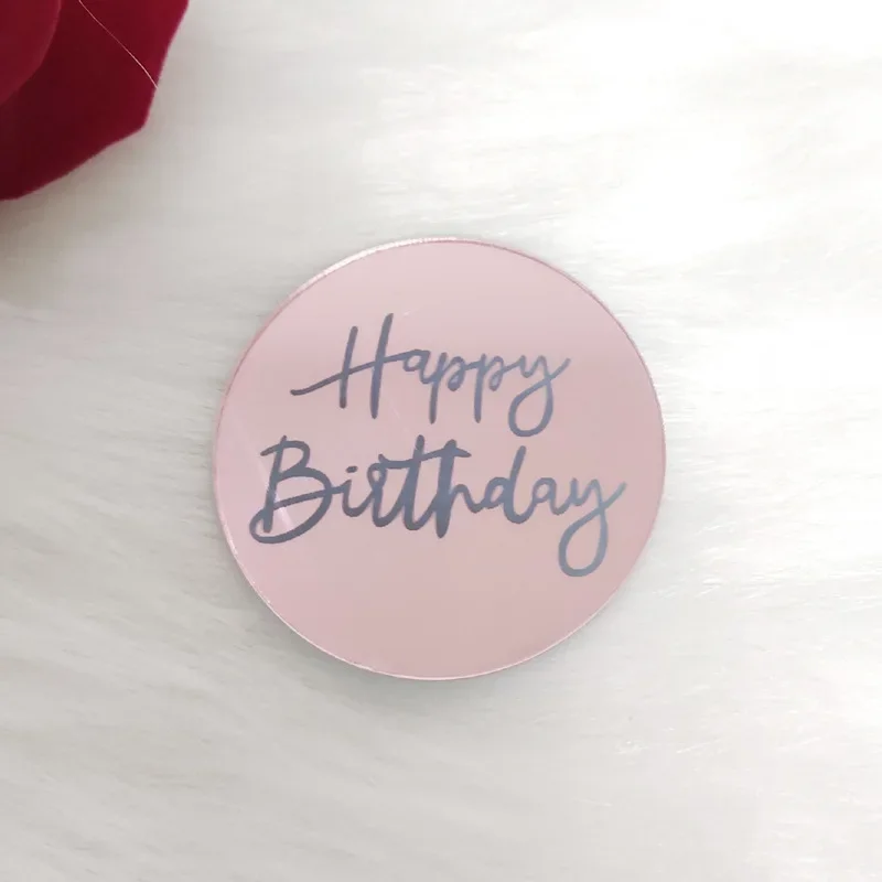 10 stk. tillykke med fødselsdagen cupcake toppers guld akryl cirkel dessert kage gør-det-selv dekorationer indsæt kort børnefødselsdagsfest dekoration: Oliven