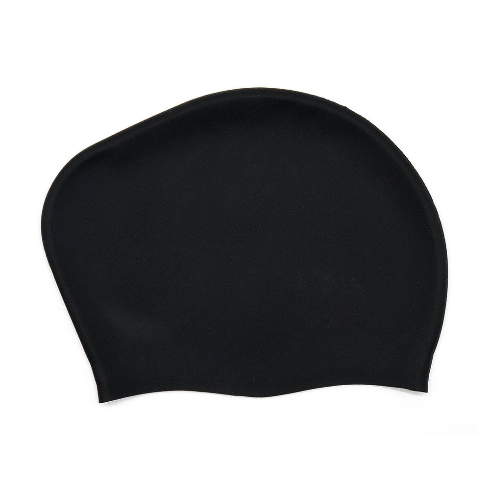 1pc Women Swimming Caps Silicone Gel Ear Protection Long Hair Waterproof Swim Caps for Women Men Swimming Diving Hat Cover: Black
