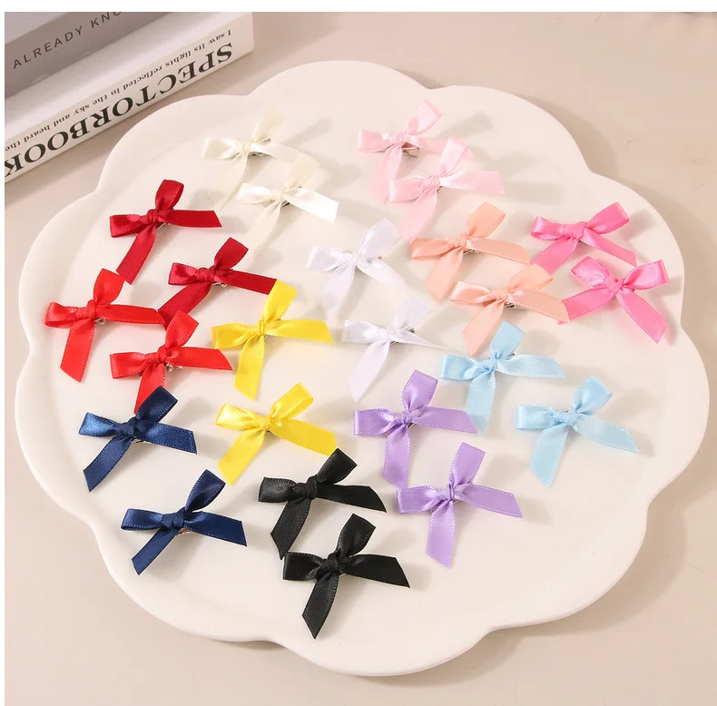 10 Uds Mini pinzas para el cabello con lazo 4cm estilo Ballet dulce cinta lazo horquilla accesorios para el cabello para niñas pasadores rosas, blancos y rojos: TRANSPARENT