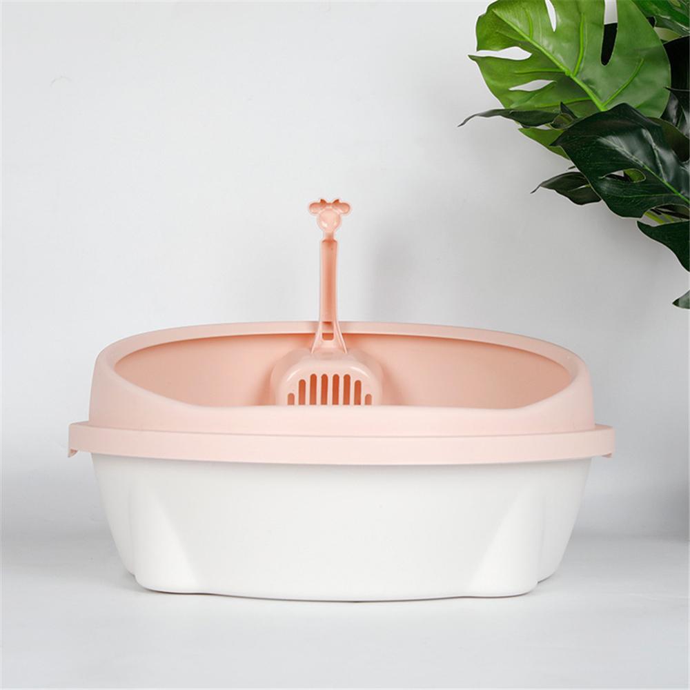 Cat Litter Box with Scoop Anti Splash Pet Toilet Clean Toilette Dog Bedpan Home Plastic Cats Sandbox Puppy Kitten Potty: Pink / 40x36x18cm