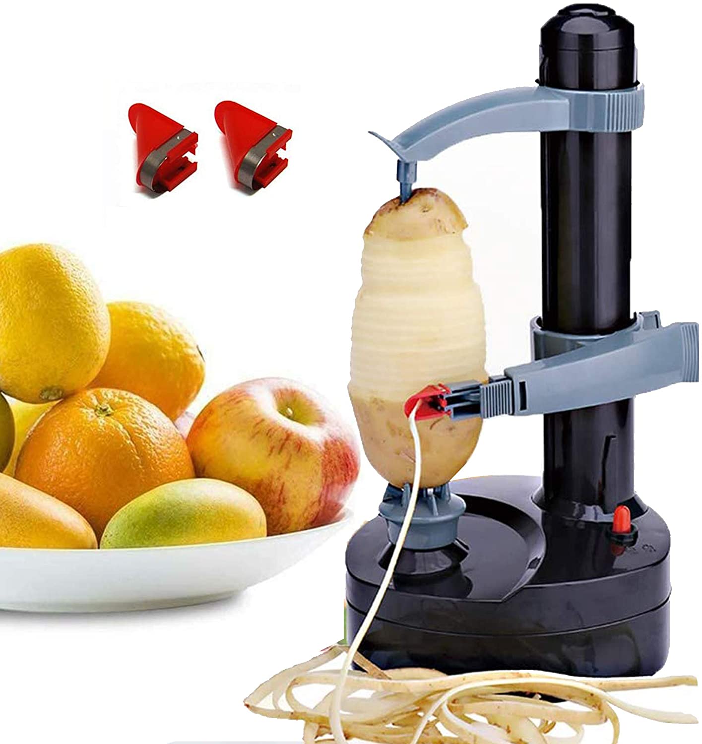 Electric Multifunction Auto Apple Peeler Smart Vegetable Fruit Peeler Machine Stainless Steel Kitchen Peeling Tool: Black