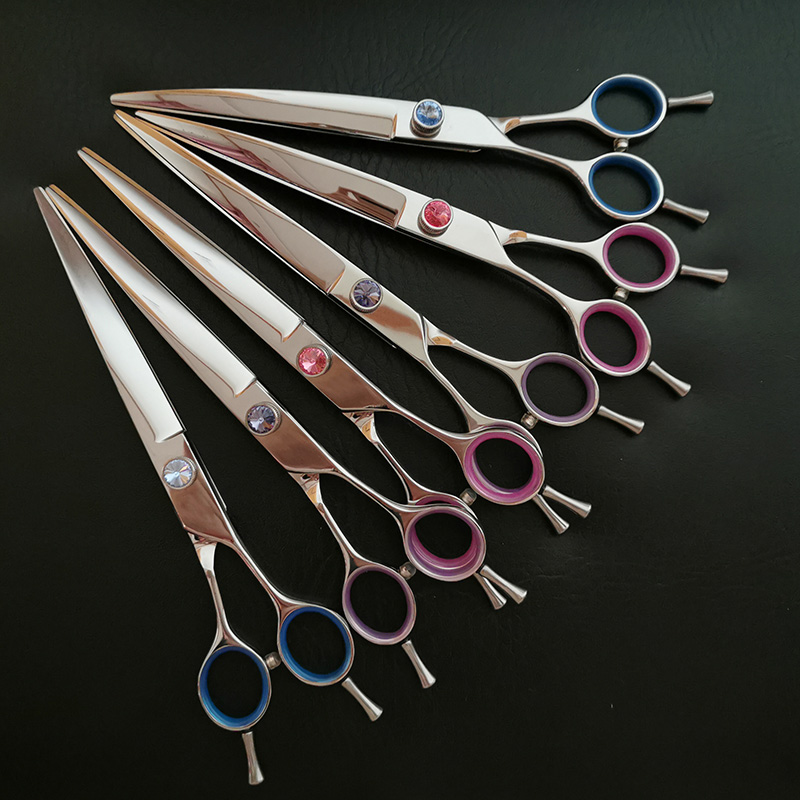 7 inch left hand curved blade dog grooming scissors