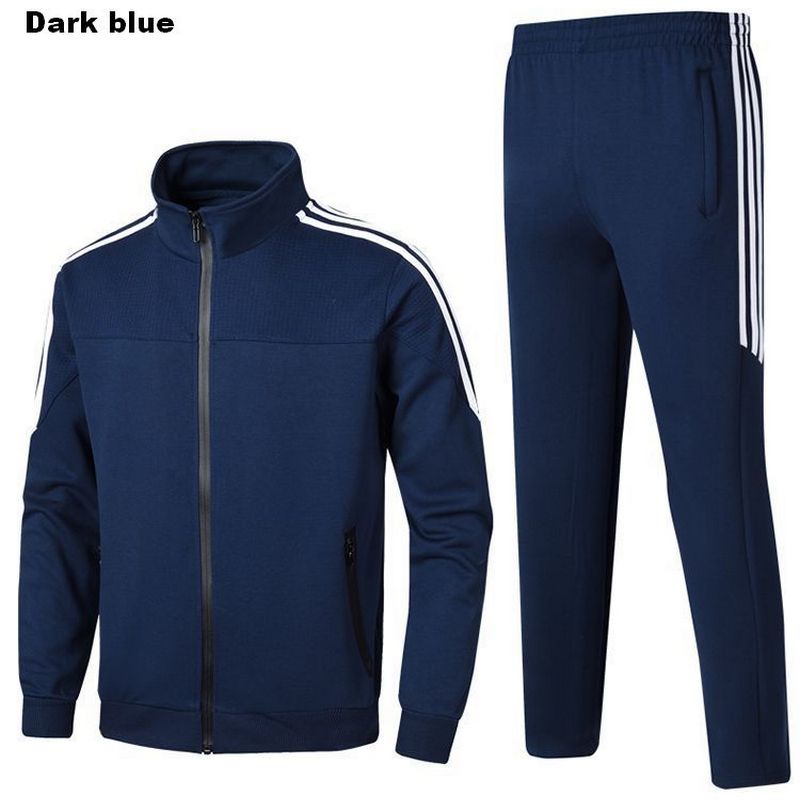 Sportswear football training suit basketball training suit men's jacket sports pants suit: Dark blue / 4XL