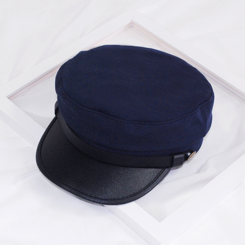 Men Women Casual Cap Flat Top Vintage Simple Chic Breathable Hat TT@88: Navy Blue