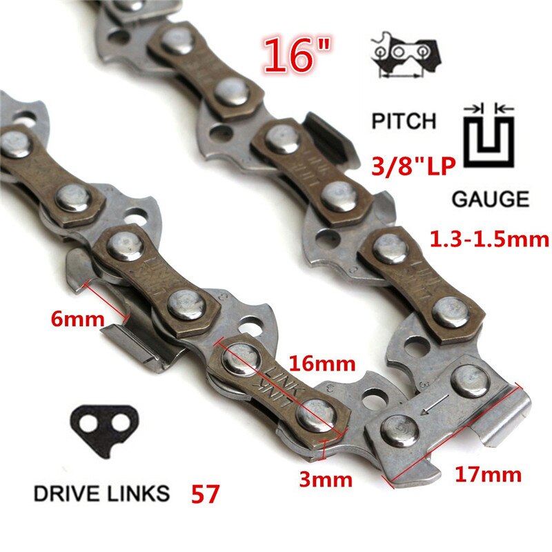 Chainsaw Saw Chain 16" Guide Bar Length 57 Link For Qualcast GCS400 PC40 Use On Portable Chain Saw Mills Outdoor Construction