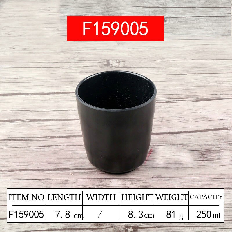 A5 Black Scrub Melamine Tableware Imitation Porcelain Plastic Restaurant Drink Tea Cup Tumblerful Tea Cup Water Coffee Cup 1 PCS: F159005