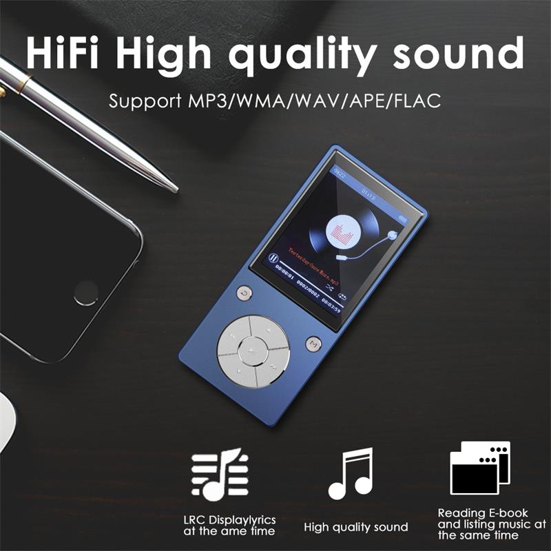 MP4 Player Bluetooth4.2 Built-in Speaker 8GB/16GB with 2.4 Inch HD Color Screen, FM Radio, Voice Recorder, Video