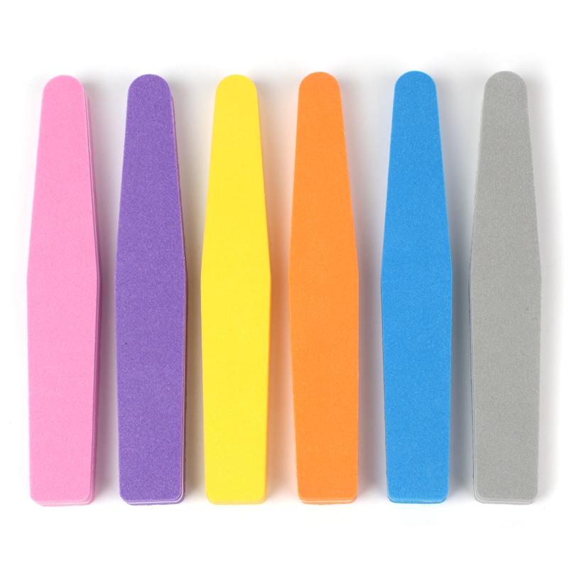 Limas de uñas 100/180 esponja de colores, bloque pulidor lavable, lima de uñas con forma de diamante, suministros de salón de uñas de doble cara, 50 unids/lote