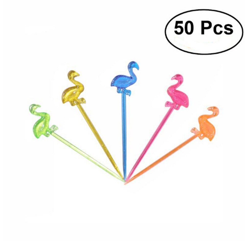 50 stks/set Flamingo Voedsel cupcake fruit Picks Buffet Fruit Vorken Party Cake Dessert Salade Sticks barbecue cocktail party accessoire