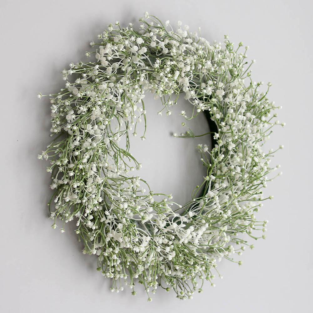 Artificial Babysbreath Wreath Garland for Wedding Decoration Home Party DIY Wall Hanging Front Door Decoration