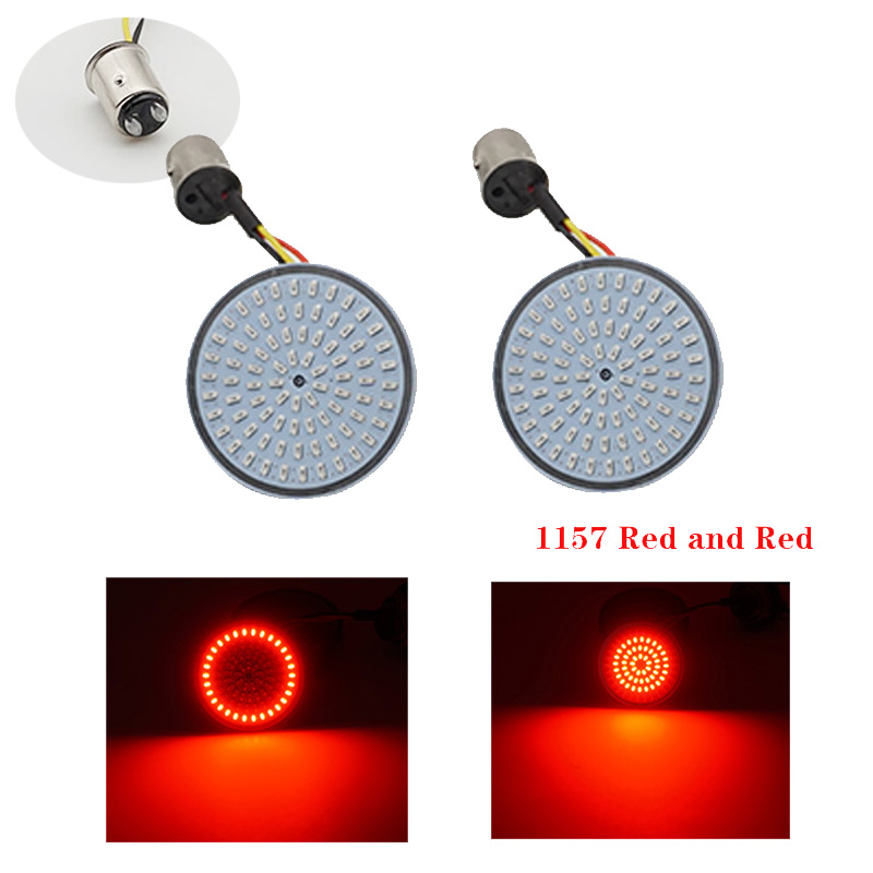 1 Paar Motorcycle Led Richtingaanwijzers Kit Voor Harley Road Glide Touring Sportster Met 1156 1157 Base Wit/Amber led Richtingaanwijzer: Red and Red A