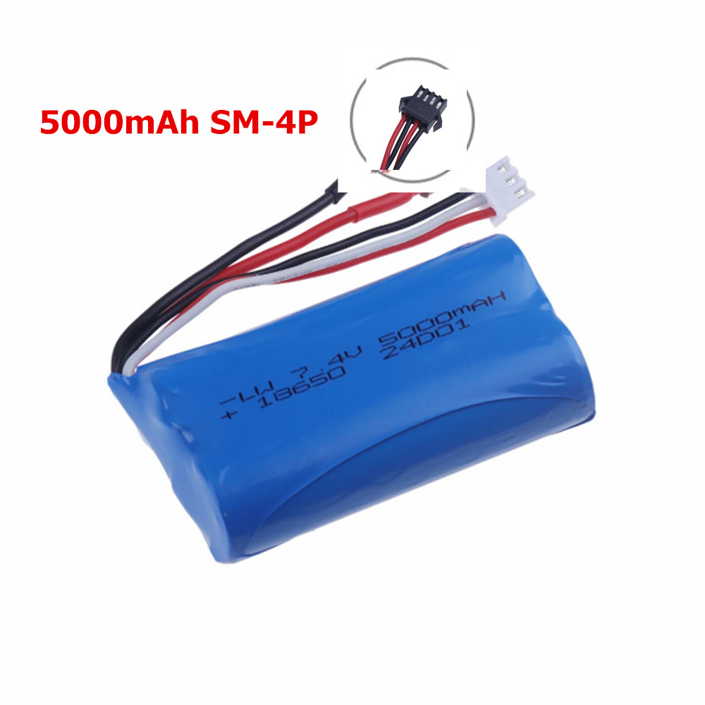 18650 7.4V 3500Mah/5000/6800mAh Li-ion battery SM4P plug/Charger for Udi007 Udi001 UDI002 UDI902 HJ806 960 961 RC racing boat: green