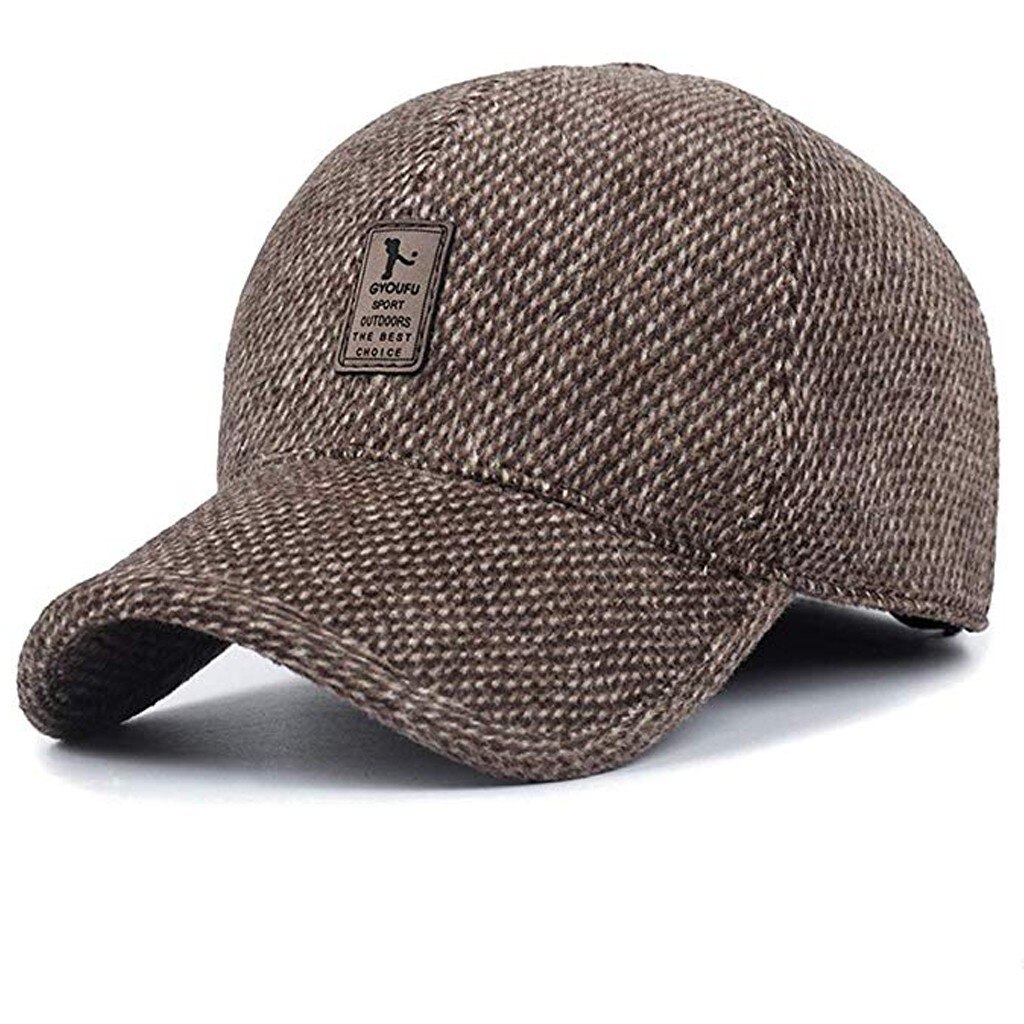Orejeras para el invierno para hombre, gorro con visera de algodón, adecuado para el invierno, sombreros casuales para correr al aire libre, gorra de Color puro, gorras Snapback # P30: Caqui