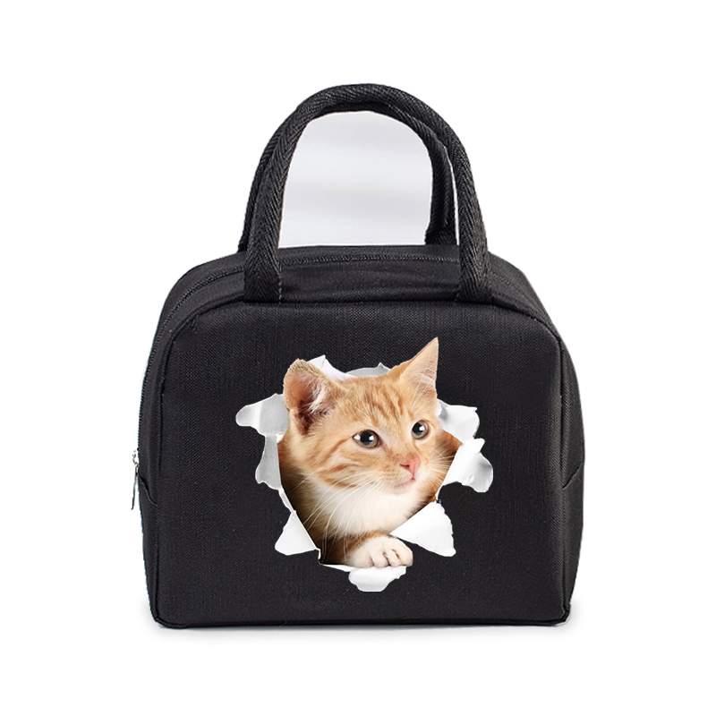Lunch Bag for Women Men Insulated Portable 3D Cartoon Cats Multifunctional Bag Thermal Food Container School Kids Picnic Handbag