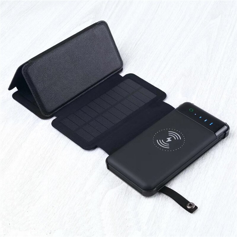 Destacável painel solar carregador dobrável power bank display led de carregamento sem fio portátil ao ar livre telefones viagem carregamento